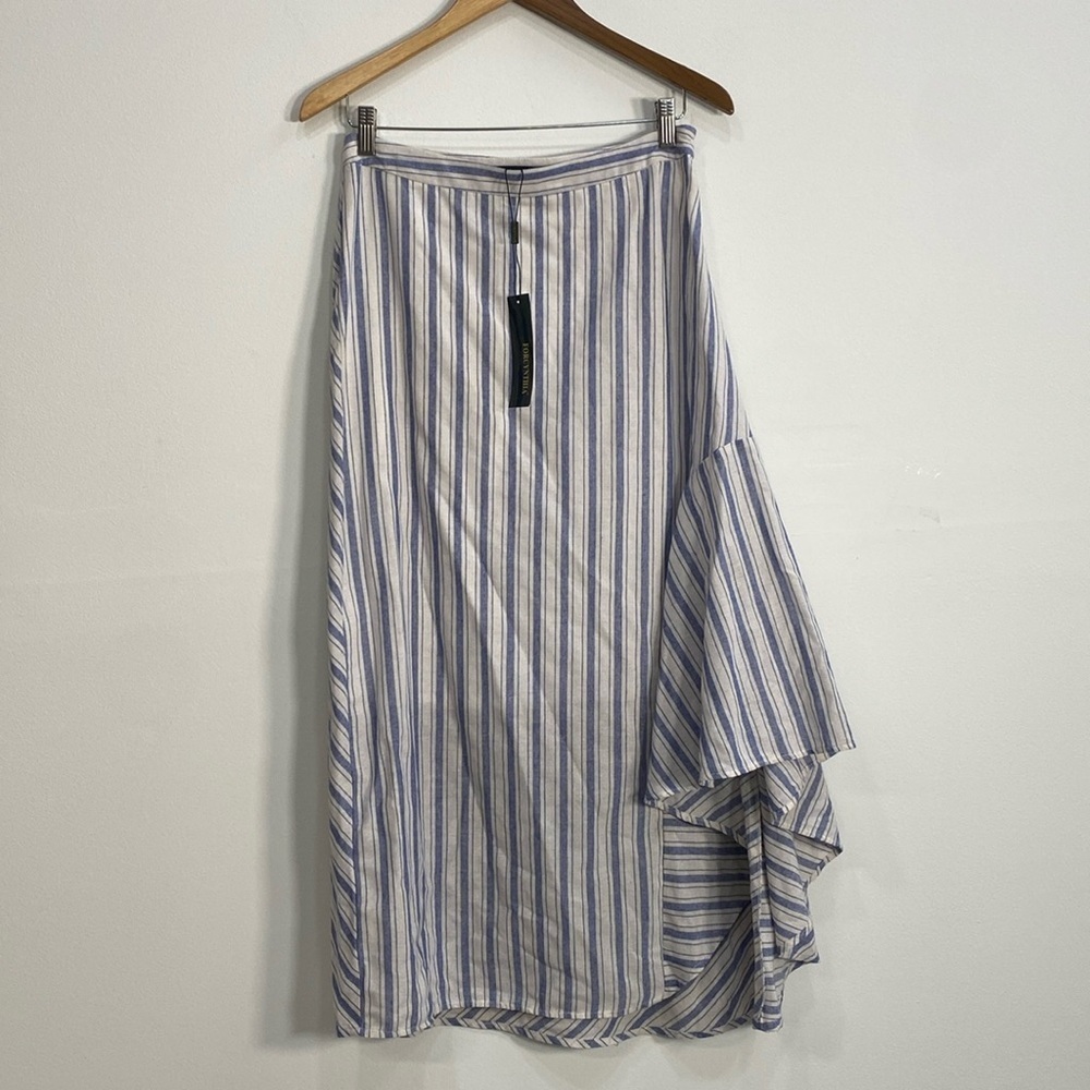 For Cynthia Linen Cotton Skirt Faux Wrap Women's Small